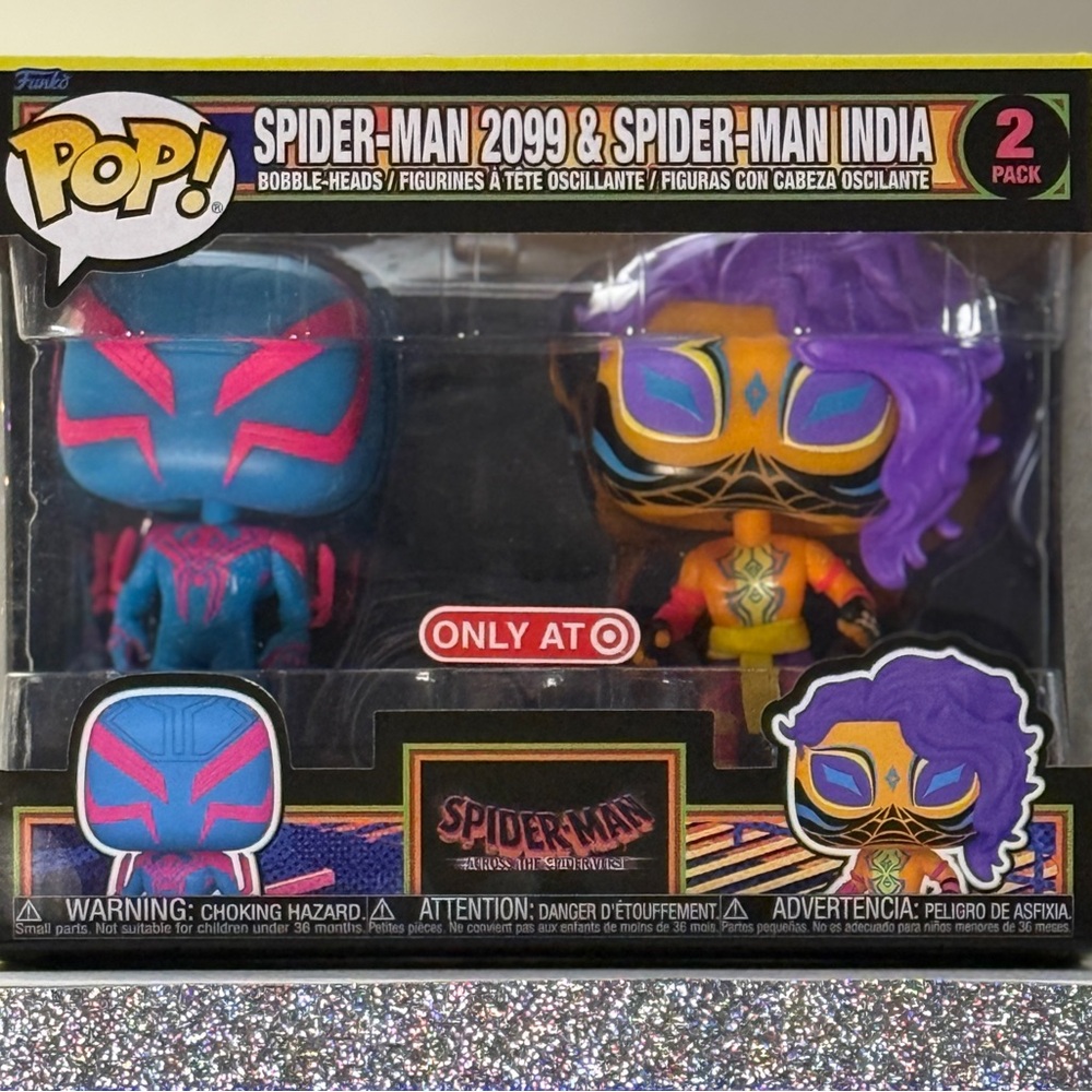 Funko Black Light Spider-Man 2099 & Spider Man India Bobble-Head 2-Pack